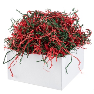 Наполнитель для коробок, бумага, Праздничный микс, Зеленый/Красный, 50 г.