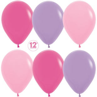 Шар (12''/30 см), Ассорти для девочки (009/012/050), пастель, 50 шт.