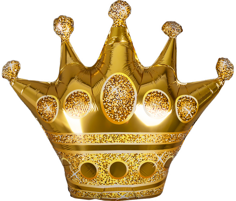 Шар (25''/64 см) Фигура, Корона, Золото, 1 шт.