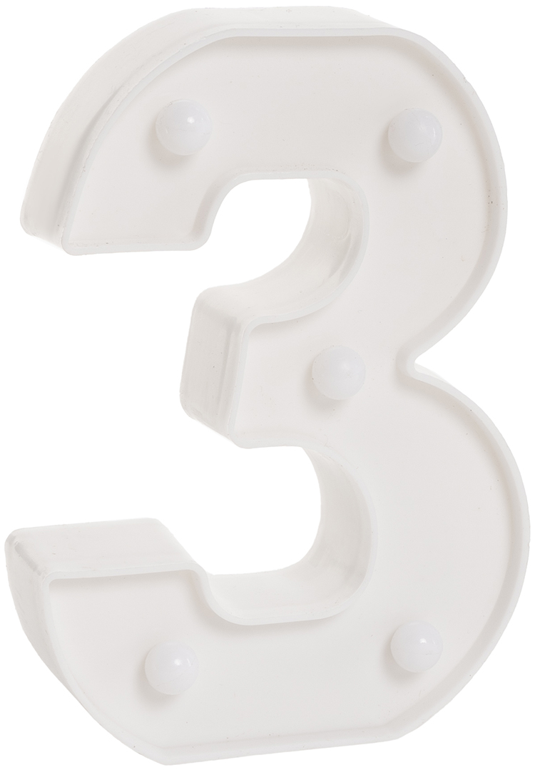 Световая фигура Цифра, 3, 16 см. Белый, 1 шт.