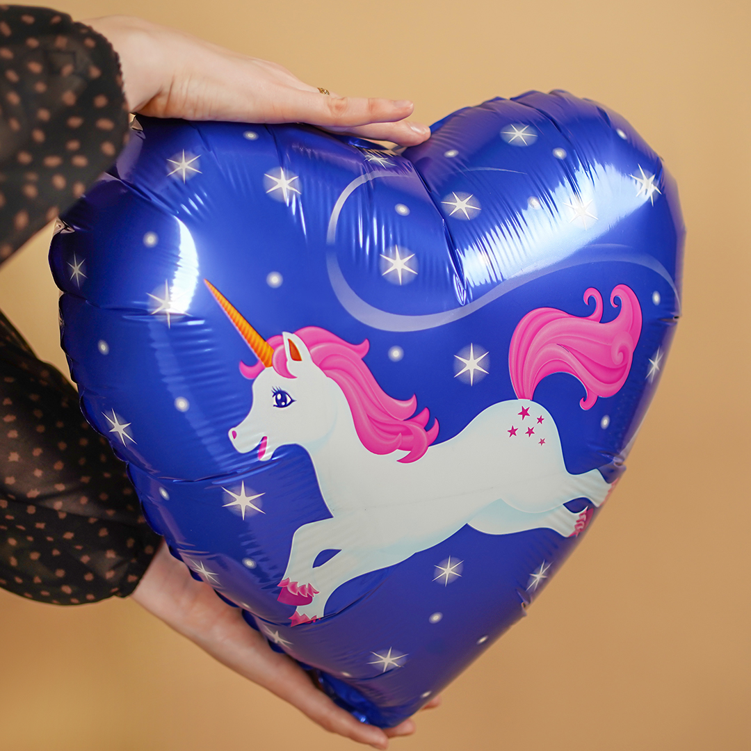 Шар (18''/46 см) Сердце, Звездный единорог, 1 шт.