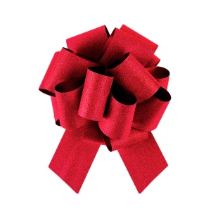 Бант Шар, Красный, Глиттер, с блестками, 21 см, 1 шт. в упак. 