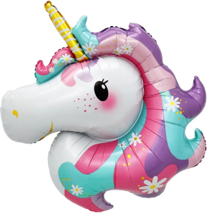 Шар (38''/97 см) Фигура, Цветочный единорог, 1 шт.