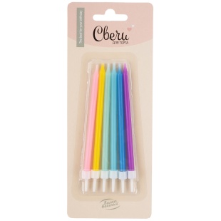 Свечи Ассорти, 0,5*10 см, 6 шт. с держат.