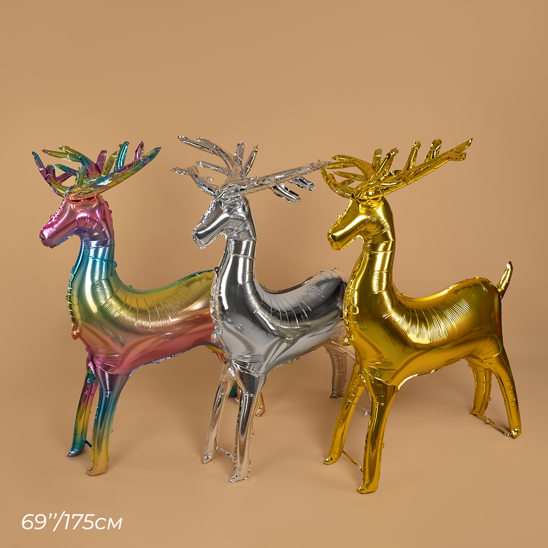 Шар 3D (69''/175 см) Фигура, Олень, Радужный, Градиент, 1 шт. в уп.