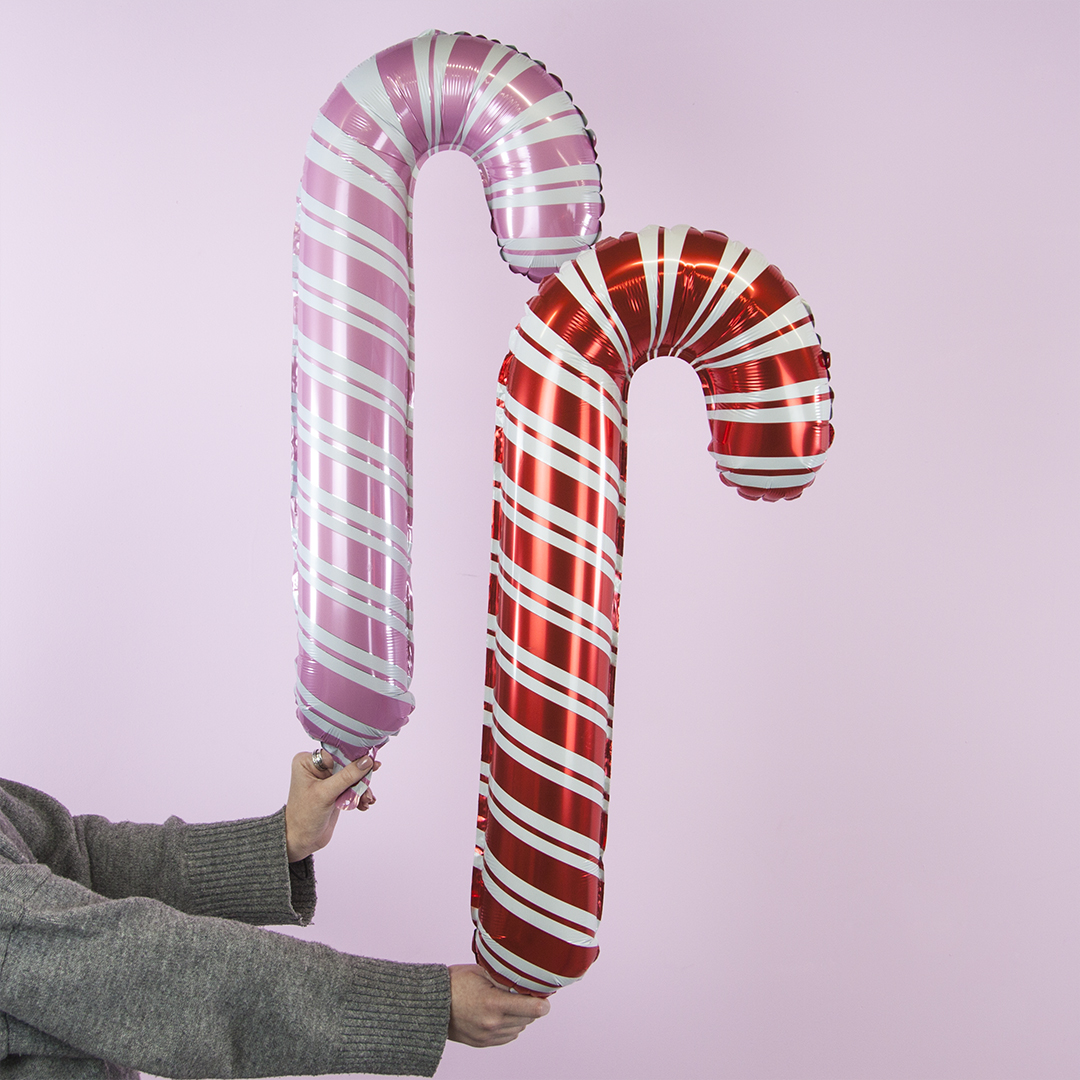 Шар (33''/84 см) Фигура, Леденец трость (надув воздухом), Красный, 1 шт. в уп.