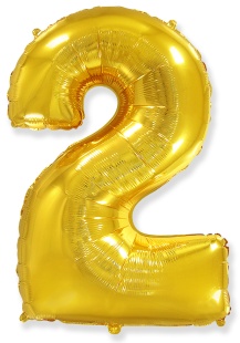 Шар (40''/102 см) Цифра, 2, Золото, 1 шт.