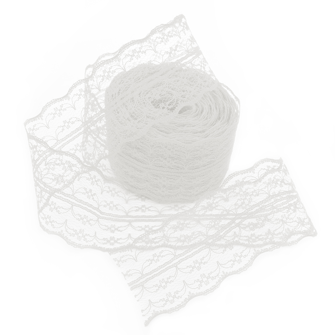 Декоративная лента (4,5 см*10 м) Широкое Кружево, Белый, 1 шт.