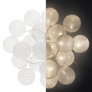 Светодиодная гирлянда Хлопковые клубочки, 20 Led, IP14, 3 м. Белый, 1 шт.