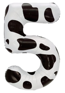 Шар (40''/102 см) Цифра, 5 Пятнышки, Черный/Белый, 1 шт. в уп.