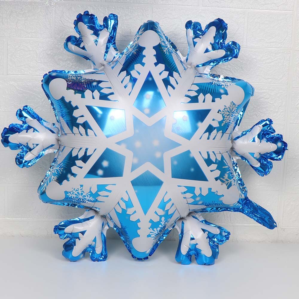 Шар (28''/71 см) Фигура, Снежинка, Голубой/Белый, 1 шт. в уп.