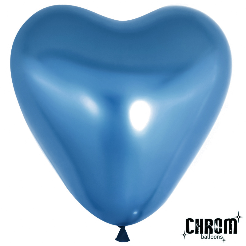 Сердце (10''/25 см) Синий, хром, 50 шт.