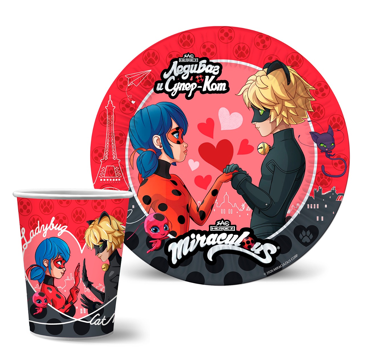 Стаканы (250 мл) Леди Баг и Супер-кот, 6 шт.