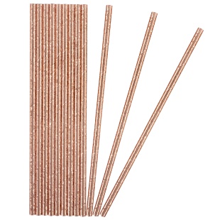 Трубочки для коктейлей, Розовое Золото, Металлик, 12 шт. в упак. 