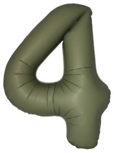 Шар (40''/102 см) Цифра, 4 Slim, Оливковый, Матовый, 1 шт. в уп.