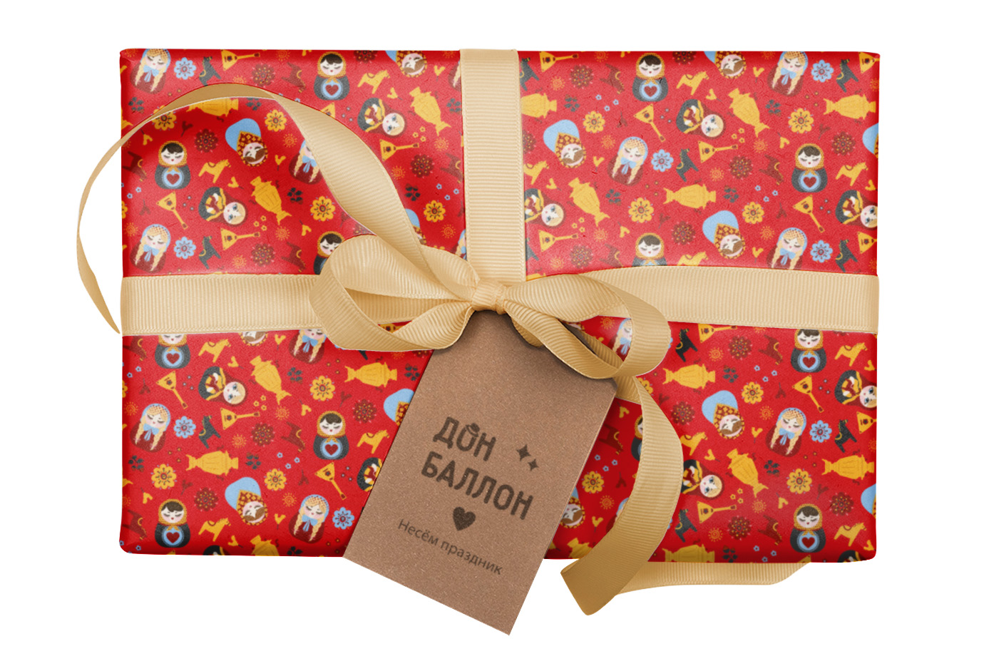 Упаковочная бумага 80гр (0,7*1 м) Матрешки, 10 шт.