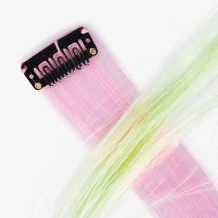 Цветная прядь для волос, Флуоресцентная двухцветная, 5 гр., Розовый/Зеленый, Флуор, 50*3,2 см, 1 шт.