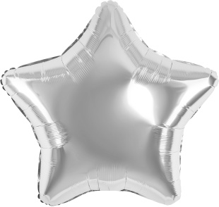 Шар (32''/81 см) Звезда, Серебро, Металлик, 1 шт.