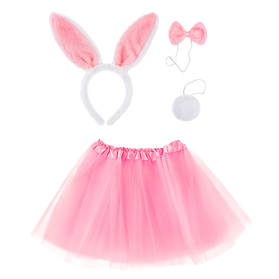 Набор (ободок, юбочка, бантик, хвостик), Зайчик, Розовый, 1 шт. 