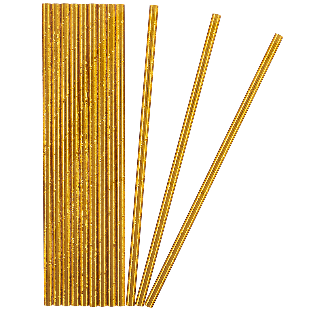 Трубочки для коктейлей, Золото, Металлик, 12 шт. в упак. 
