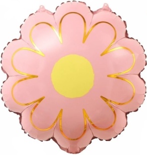 Шар (21''/53 см) Цветок, Ромашка, Золотые лепестки, Розовый, 1 шт.