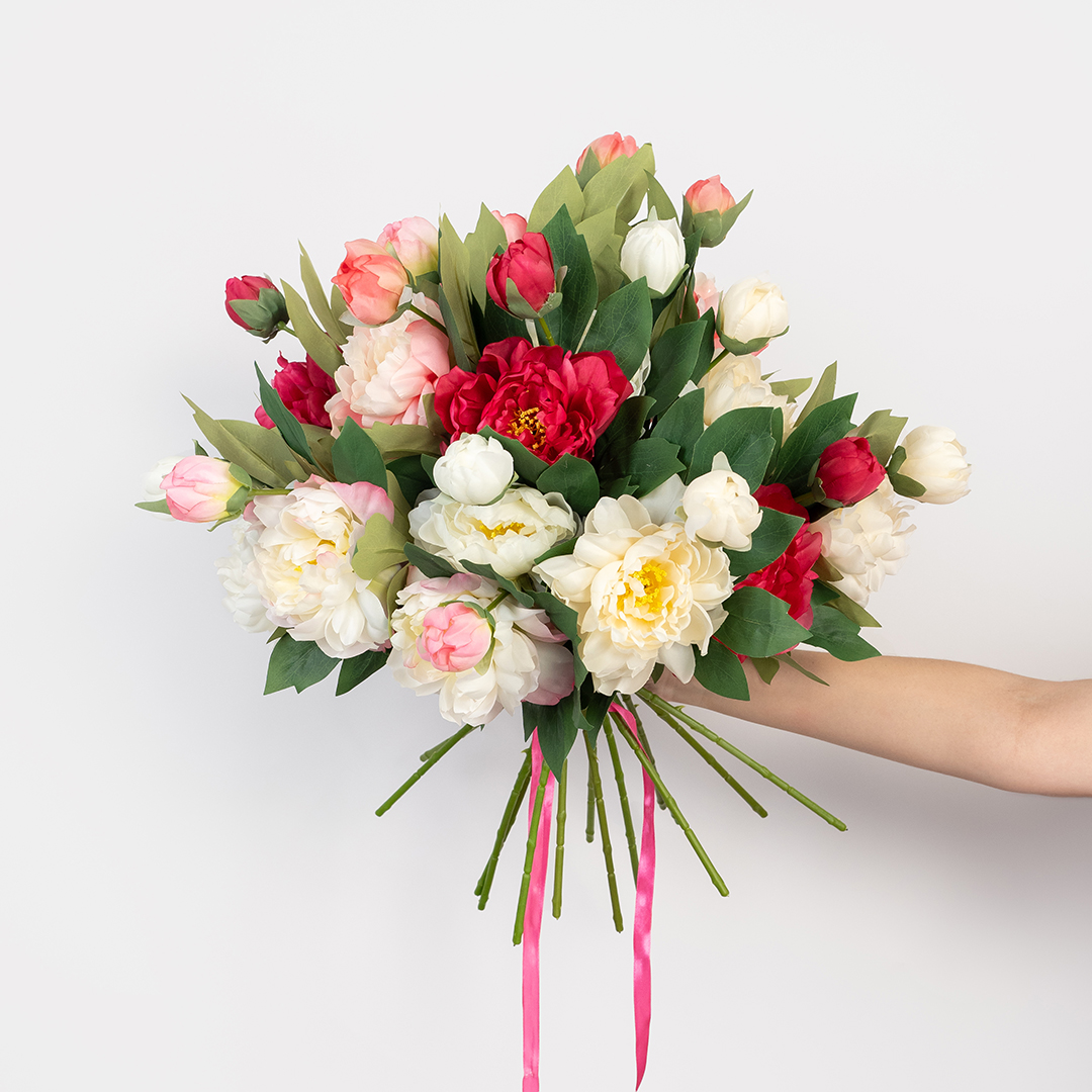 Пион, искусственный, Светло-розовый, 60 см, 1 шт. в упак. 