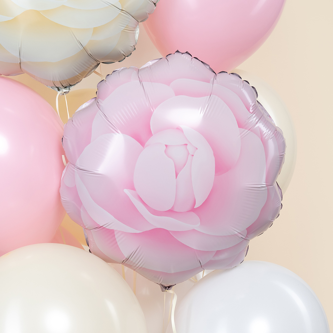 Шар (19''/48 см) Цветок, Камелия, Розовый, 1 шт.