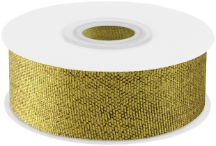 Лента парча (2,5 см*22,85 м) Мерцающий блеск, Золото, Металлик, 1 шт.