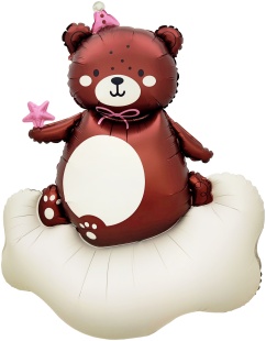 Шар (48''/122 см) Фигура, Мишка на облачке (розовый колпачок), 1 шт.