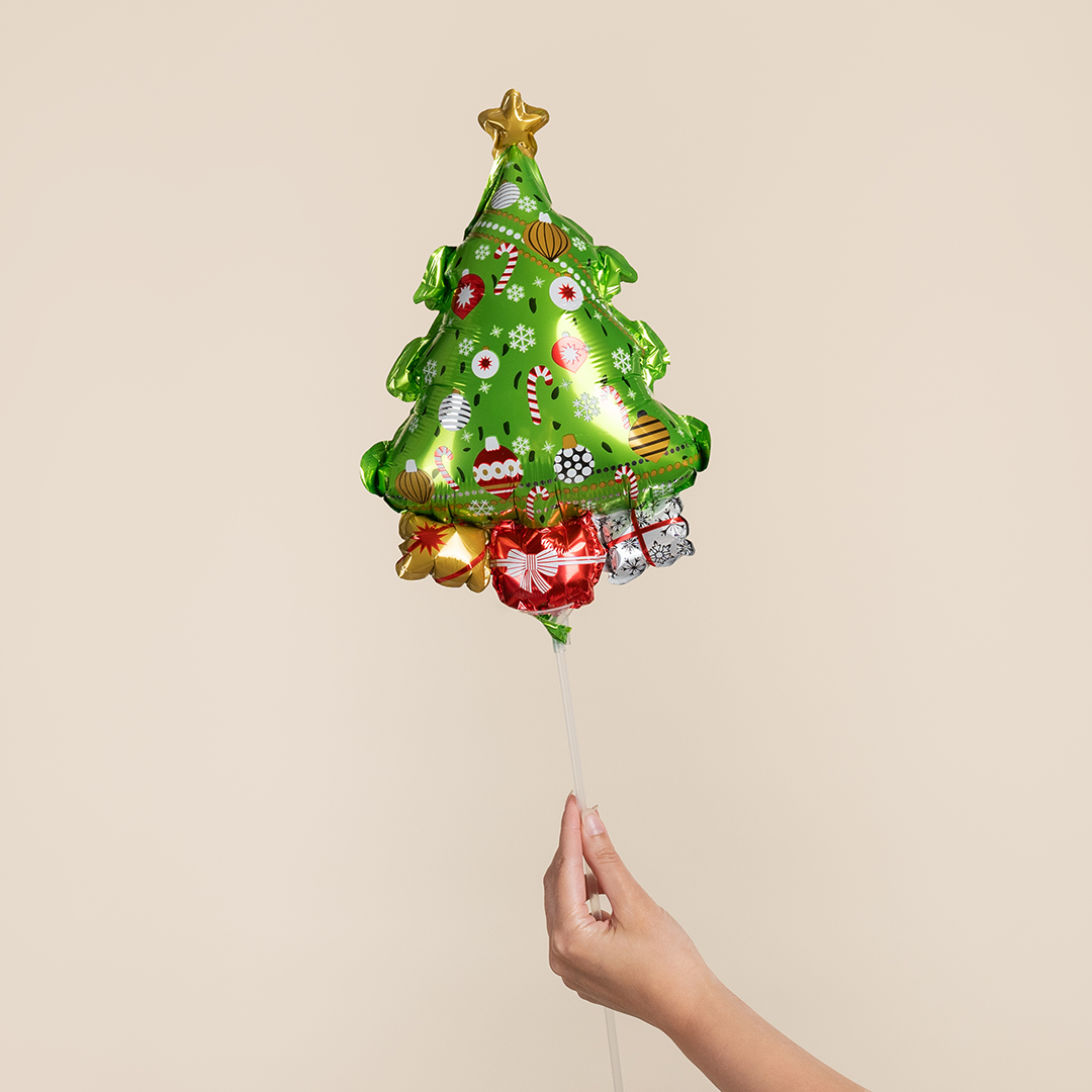 Шар с клапаном (17''/43 см) Мини-фигура, Новогодняя елочка, 5 шт. в уп.