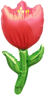 Шар с клапаном (17''/43 см) Мини-цветок, Тюльпан, Красный, 5 шт. в уп.