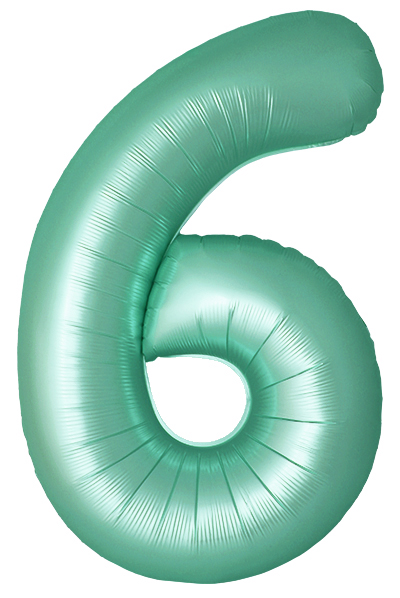 Шар (40''/102 см) Цифра, 6 Slim, Тиффани, Сатин, 1 шт. в уп.