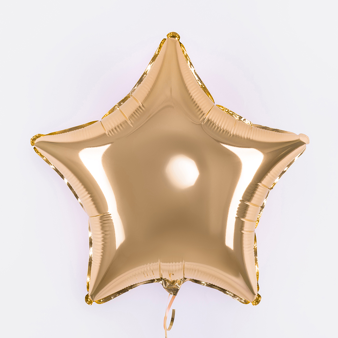Шар (18''/46 см) Звезда, Античное золото, 1 шт.