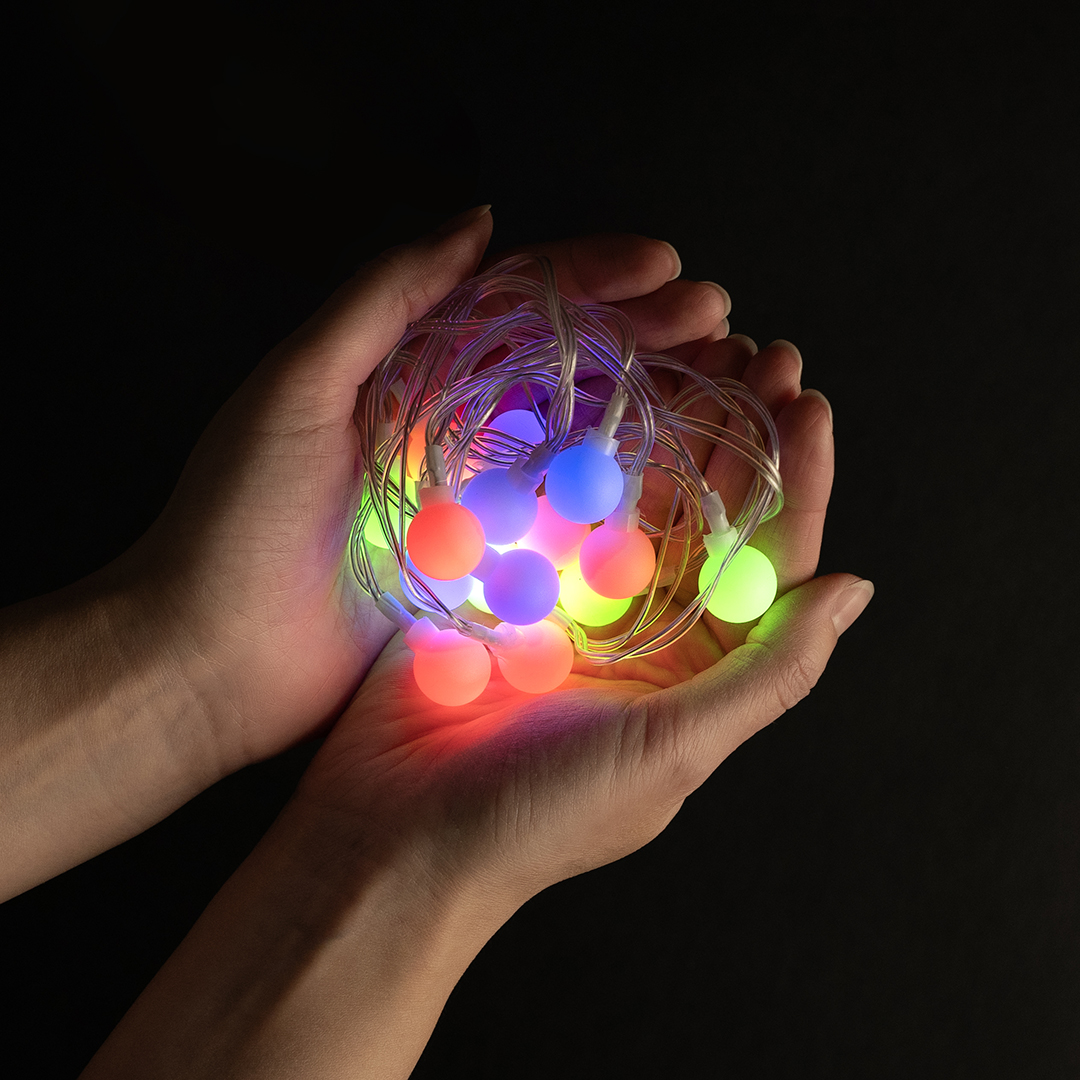Светодиодная гирлянда Шарики, 20 Led, IP14, 3 м. Разноцветный, 1 шт.