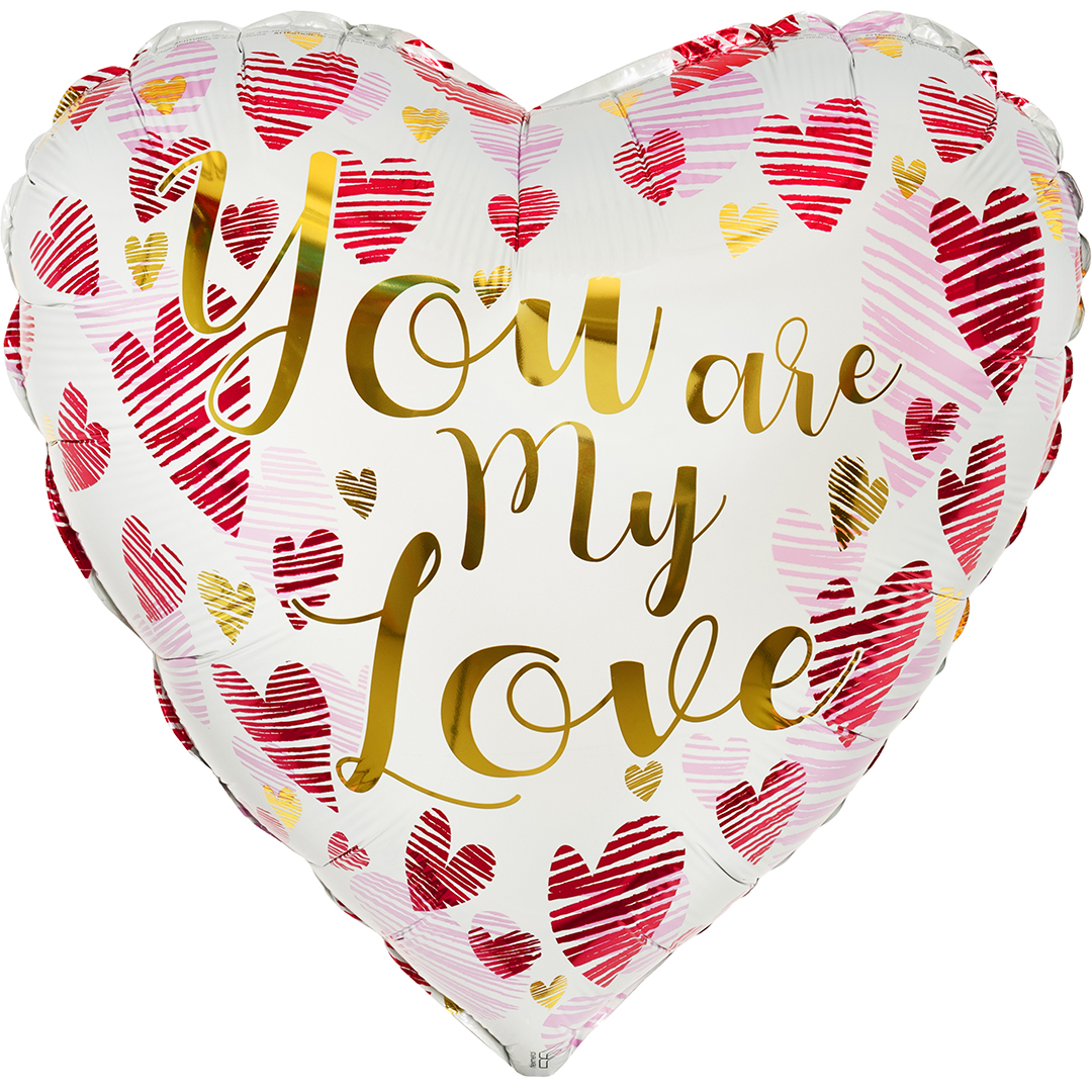 Шар (18''/46 см) Сердце, Моя Любовь (сердца граффити), 1 шт.