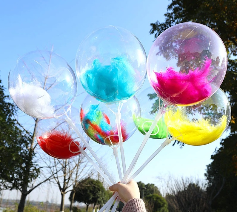 Шар (12''/30 см) Мини-сфера, Deco Bubble (синяя упаковка), Прозрачный, Кристалл, 10 шт. в уп.