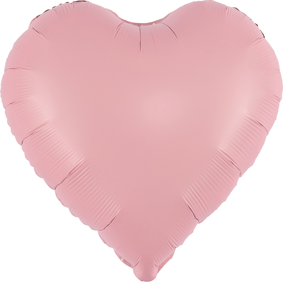 Шар (18''/46 см) Сердце, Светло-розовый, Сатин, 1 шт.