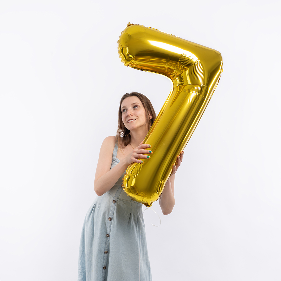 Шар (40''/102 см) Цифра, 7, Золото, 1 шт. в уп.