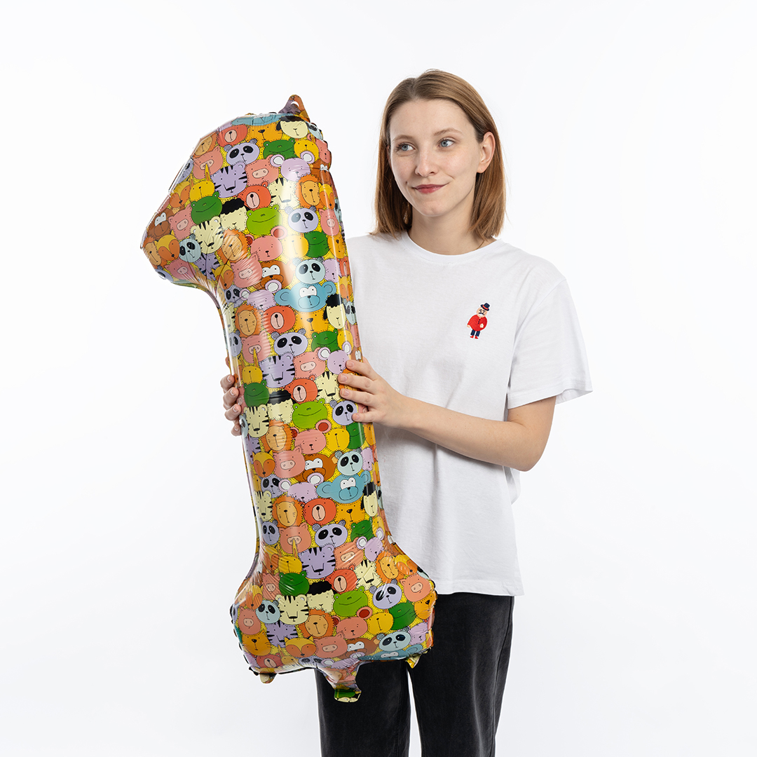 Шар (34''/86 см) Цифра, 1 Зверята, 1 шт. в уп.