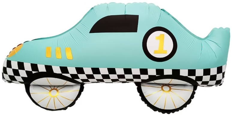 Шар (30''/76 см) Фигура, Гоночная машинка, Голубой, 1 шт.