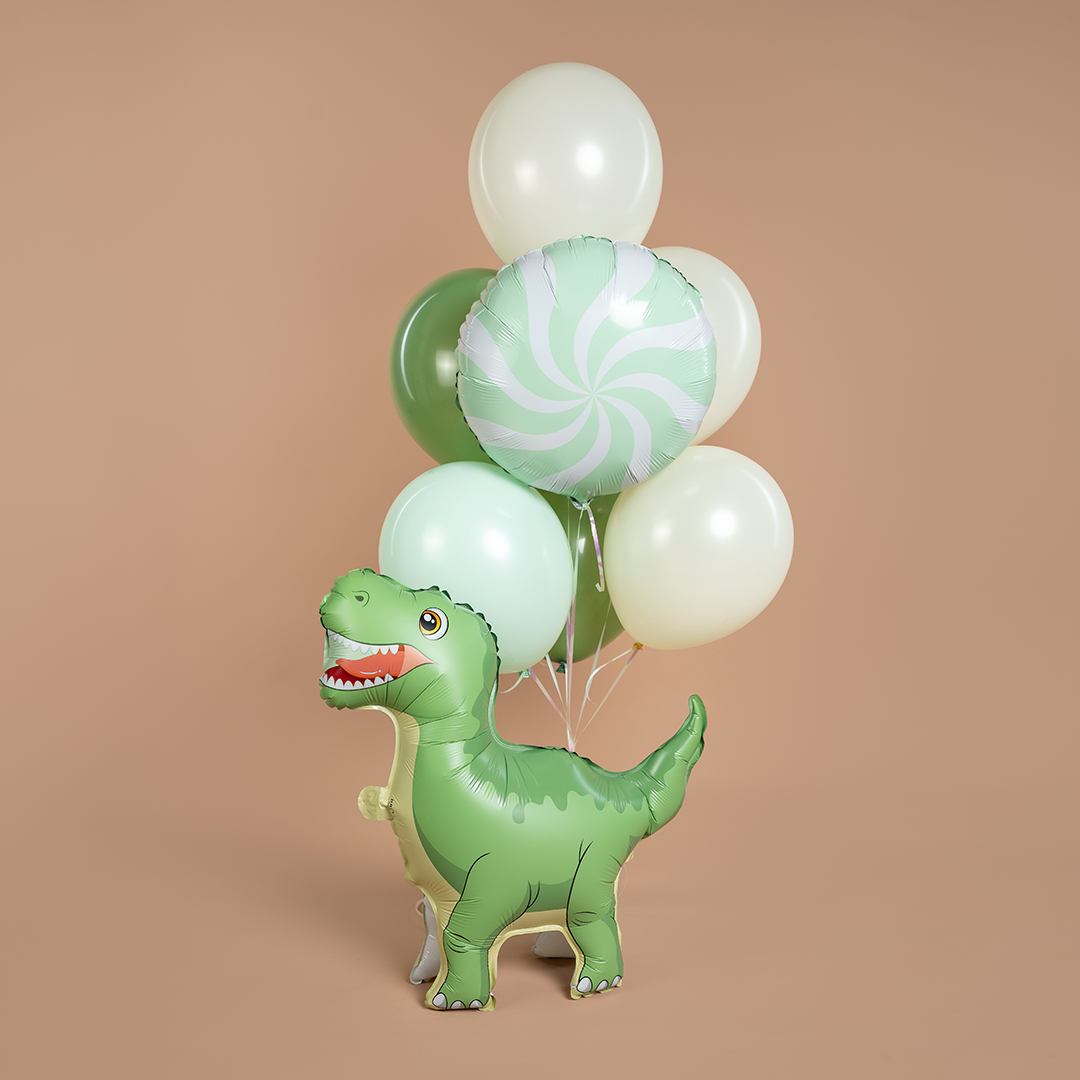 Шар 3D (24''/61 см) Фигура, Динозавр Тираннозавр, Зеленый, 1 шт.