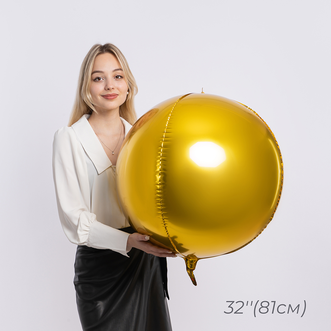 Шар 3D (32''/81 см) Сфера, Золото, 1 шт.