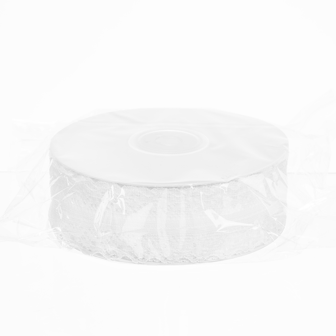 Декоративная лента (3 см*27 м) Тонкое Кружево, Белый, 1 шт.