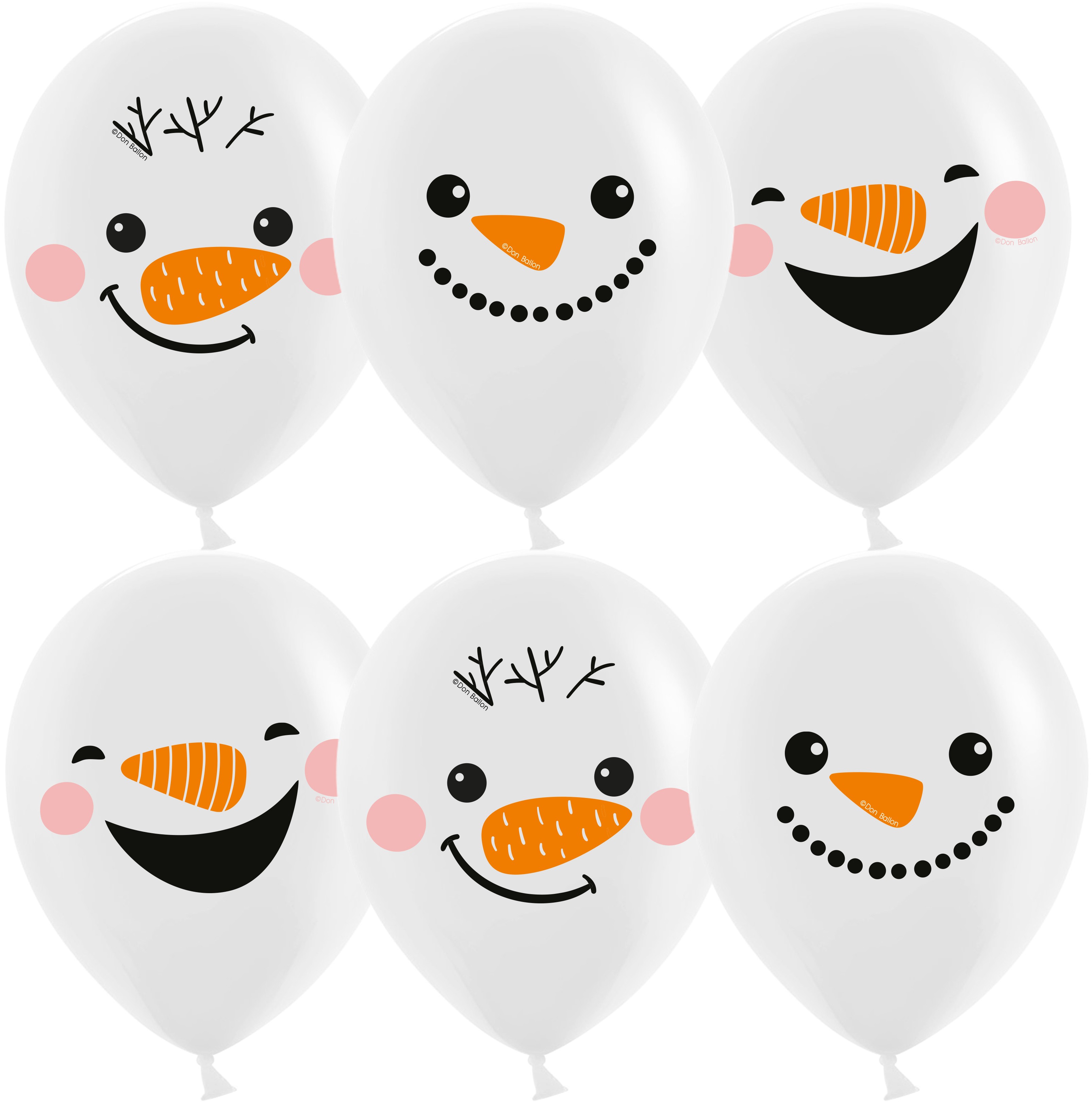 Шар (12''/30 см) Снеговики, Белый, пастель, 1 ст, 25 шт.