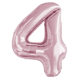 Шар (34''/86 см) Цифра, 4 Slim, Светло-розовый, 1 шт. в уп.