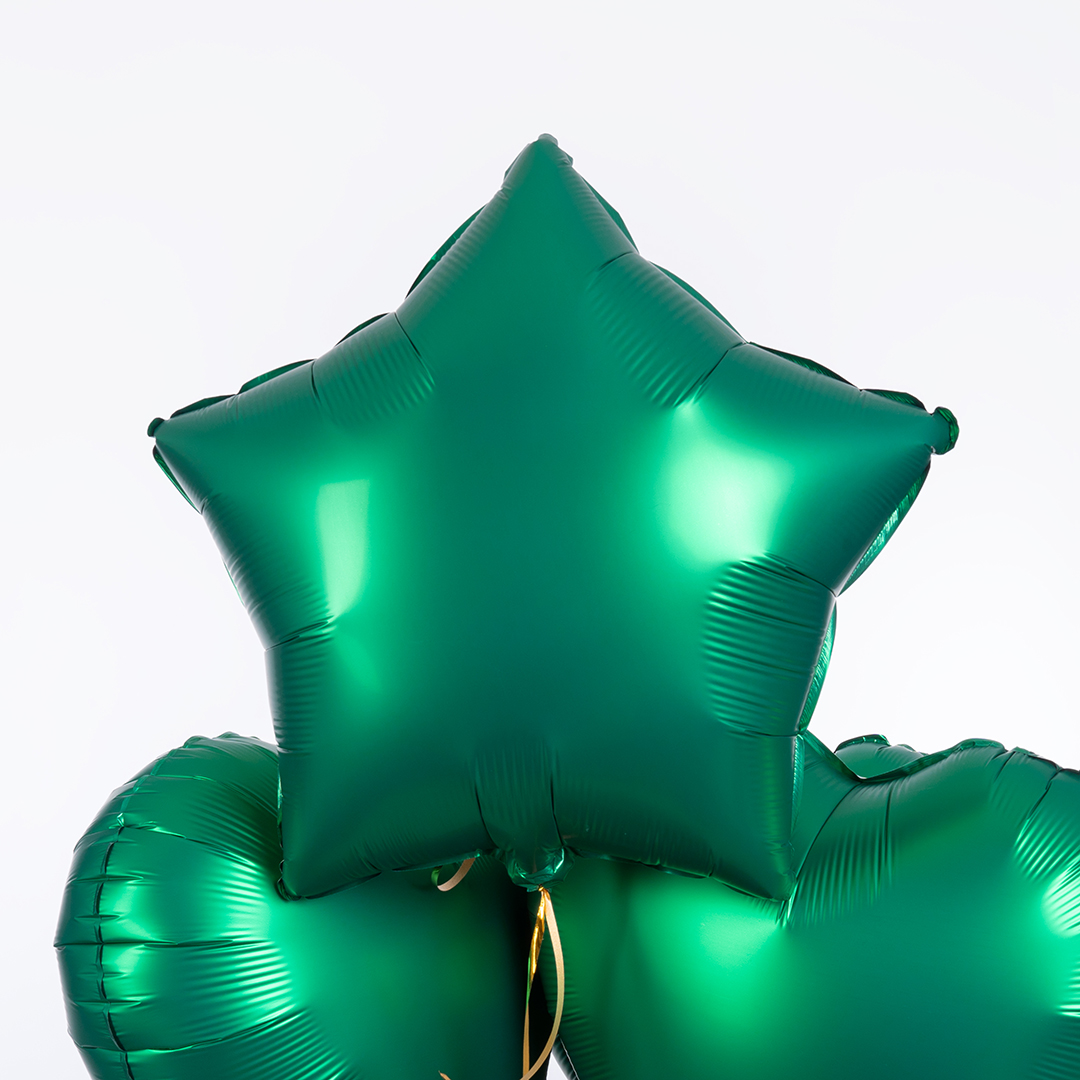 Шар (18''/46 см) Звезда, Бирюзовый, Сатин, 1 шт.