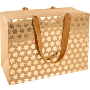 Пакет-коробка, Крафт 230гр, Роскошь золота, Дизайн №3, Металлик, 20*27*13 см, 1 шт.