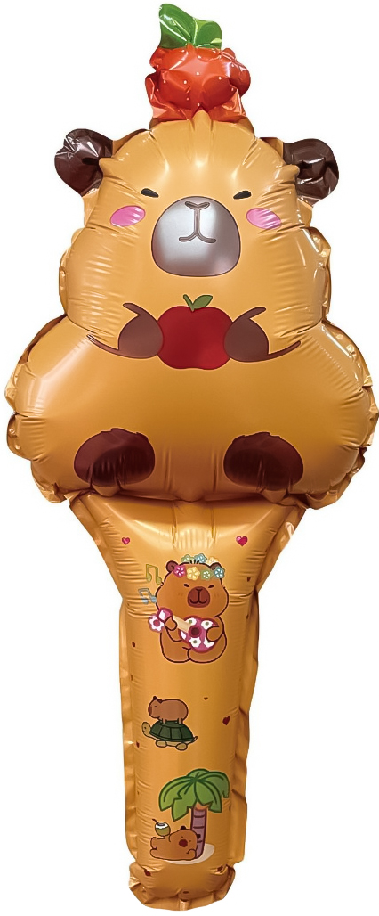 Шар ручной, с клапаном (20''/51 см) Фигура, Капибара с яблочком, 5 шт. в уп.