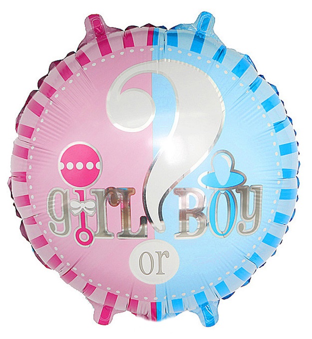 Шар (18''/46 см) Круг, Гендер Пати, Голубой/Розовый, 1 шт.