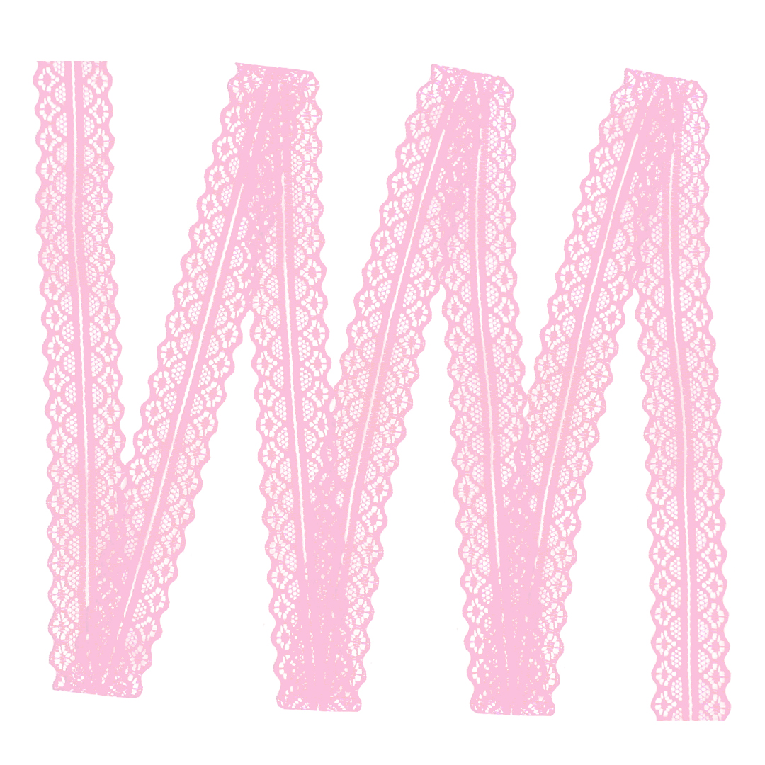 Декоративная лента (3 см*10 м) Тонкое Кружево, Светло-розовый, 1 шт.